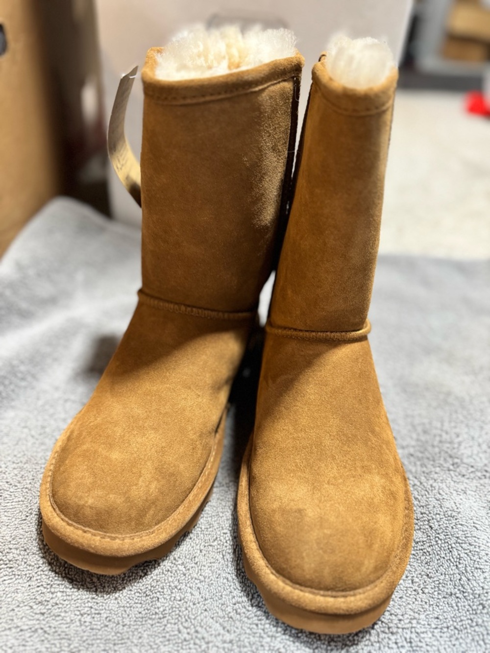 BearPaw Women's Chestnut Suede Shearling-Lined Mid-Calf Boots